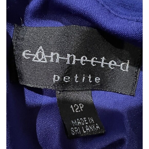 Connected Petite Womens Blue Rouched Gathered Waist Dress Size 12P - Picture 5 of 6